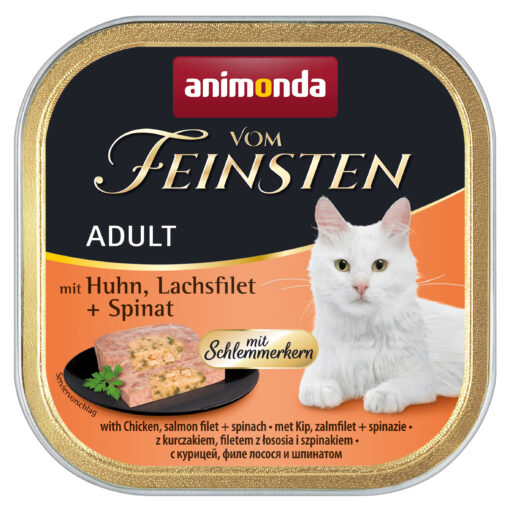 Animonda, Katze, Vom Feinsten m. Huhn, Lachsfilet+Spinat 100g / VE 32 m. Schlemmerkern