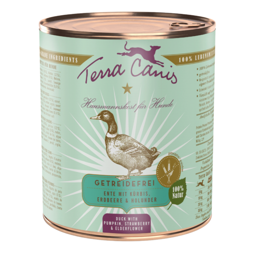 Sans céréales, canard à la citrouille, fraises & sureau 800g