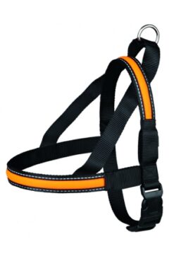 Harnais confort Flash USB, L-XL: 70-85 cm, noir/orange