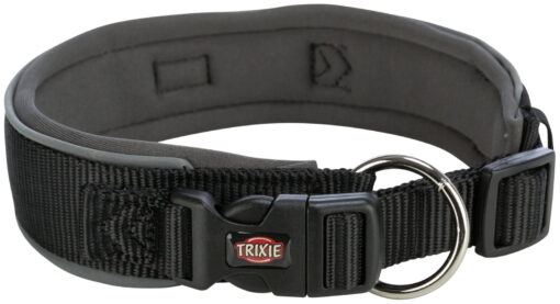 Premium Halsband, extra breit, schwarz/grafit S-M: 33-42cm/35 mm