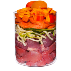 Alternative view of Sans grain,Lapin a.courgette, abricot+bourrache