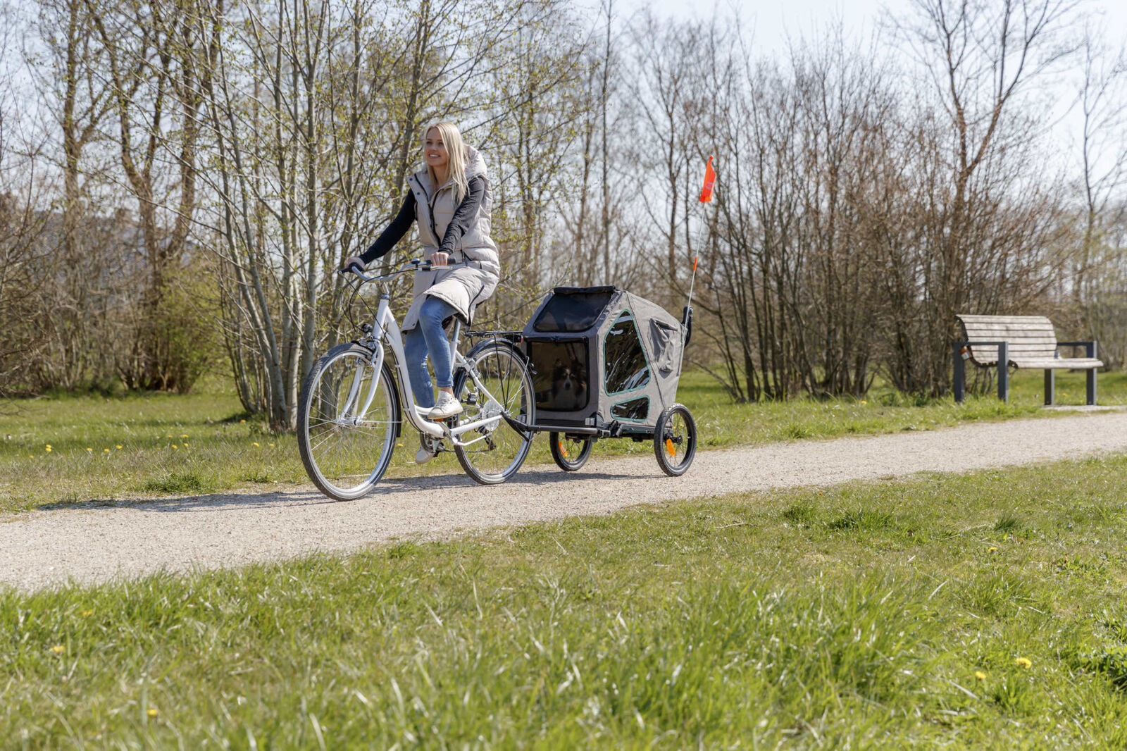 Roulotte de vélo, S: 41,5×59×78/130 cm, gris/sauge Roulotte de vélo, S: 41,5×59×78/130 cm, gris/sauge