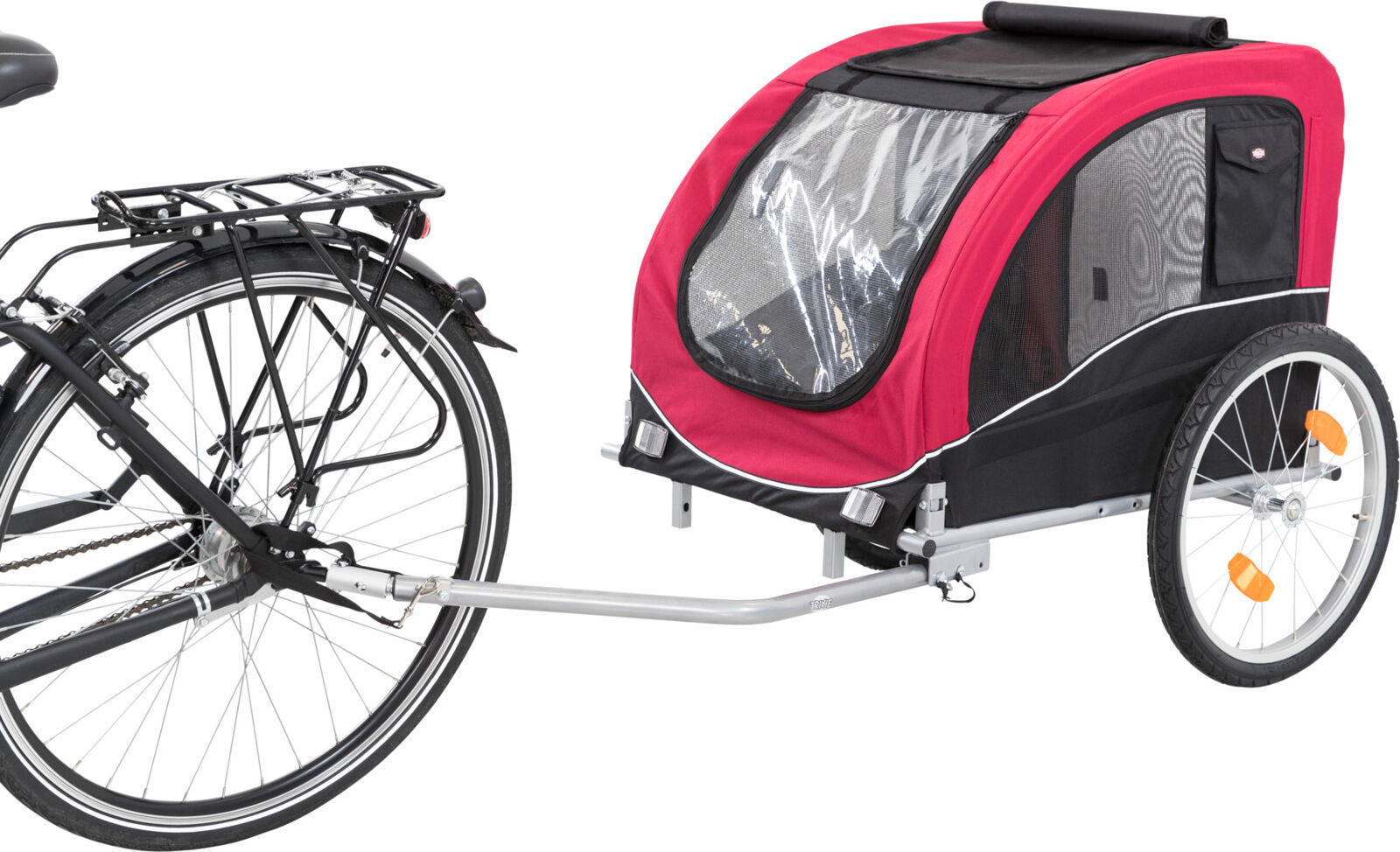 Fahrrad-Anhänger, schwarz/rot L: 75×86×80/145 cm Fahrrad-Anhänger, schwarz/rot L: 75×86×80/145 cm