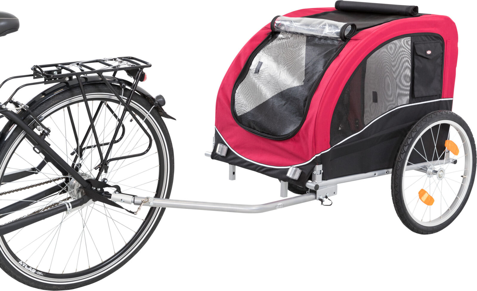 Fahrrad-Anhänger, schwarz/rot L: 75×86×80/145 cm Fahrrad-Anhänger, schwarz/rot L: 75×86×80/145 cm
