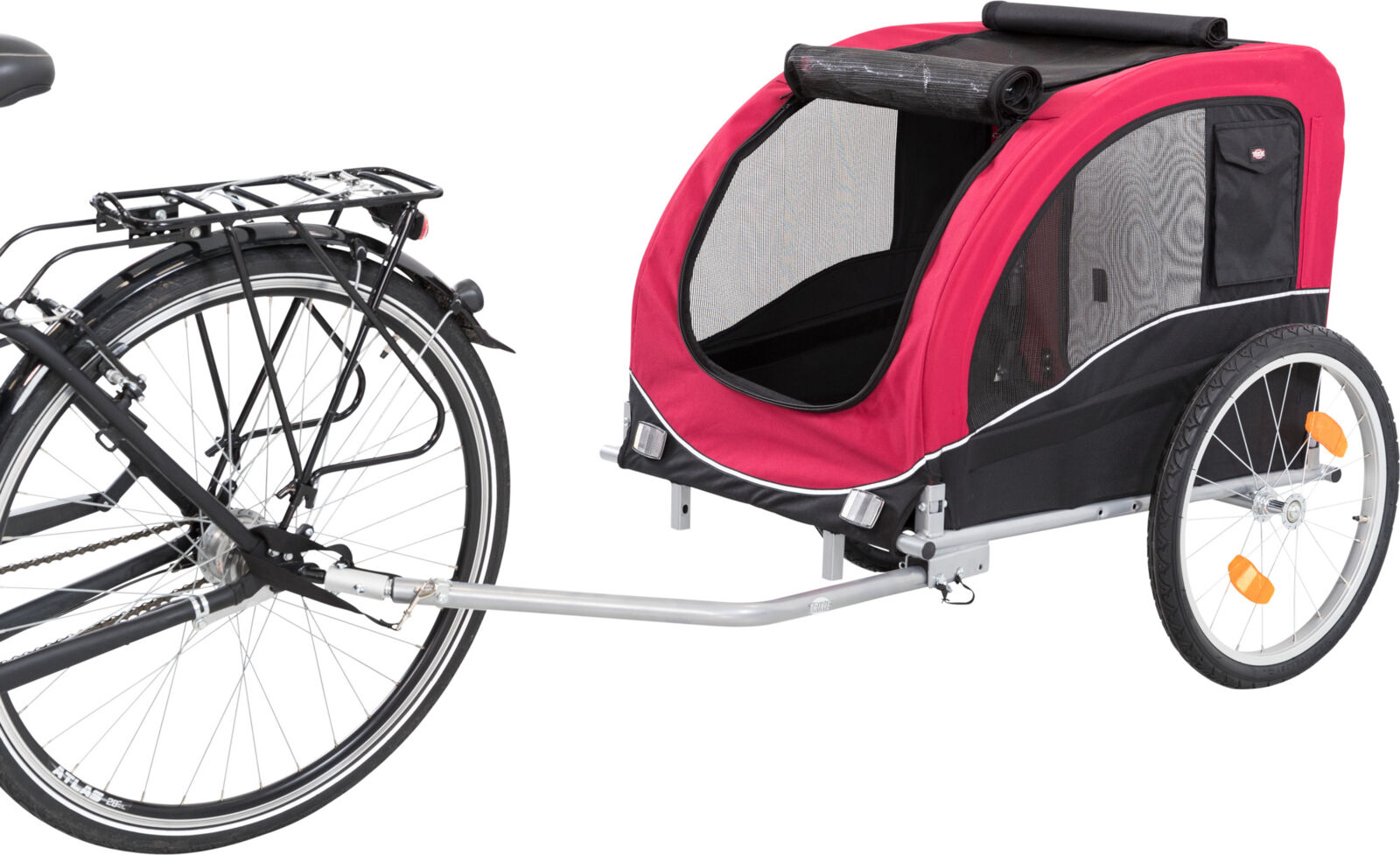 Fahrrad-Anhänger, schwarz/rot L: 75×86×80/145 cm Fahrrad-Anhänger, schwarz/rot L: 75×86×80/145 cm