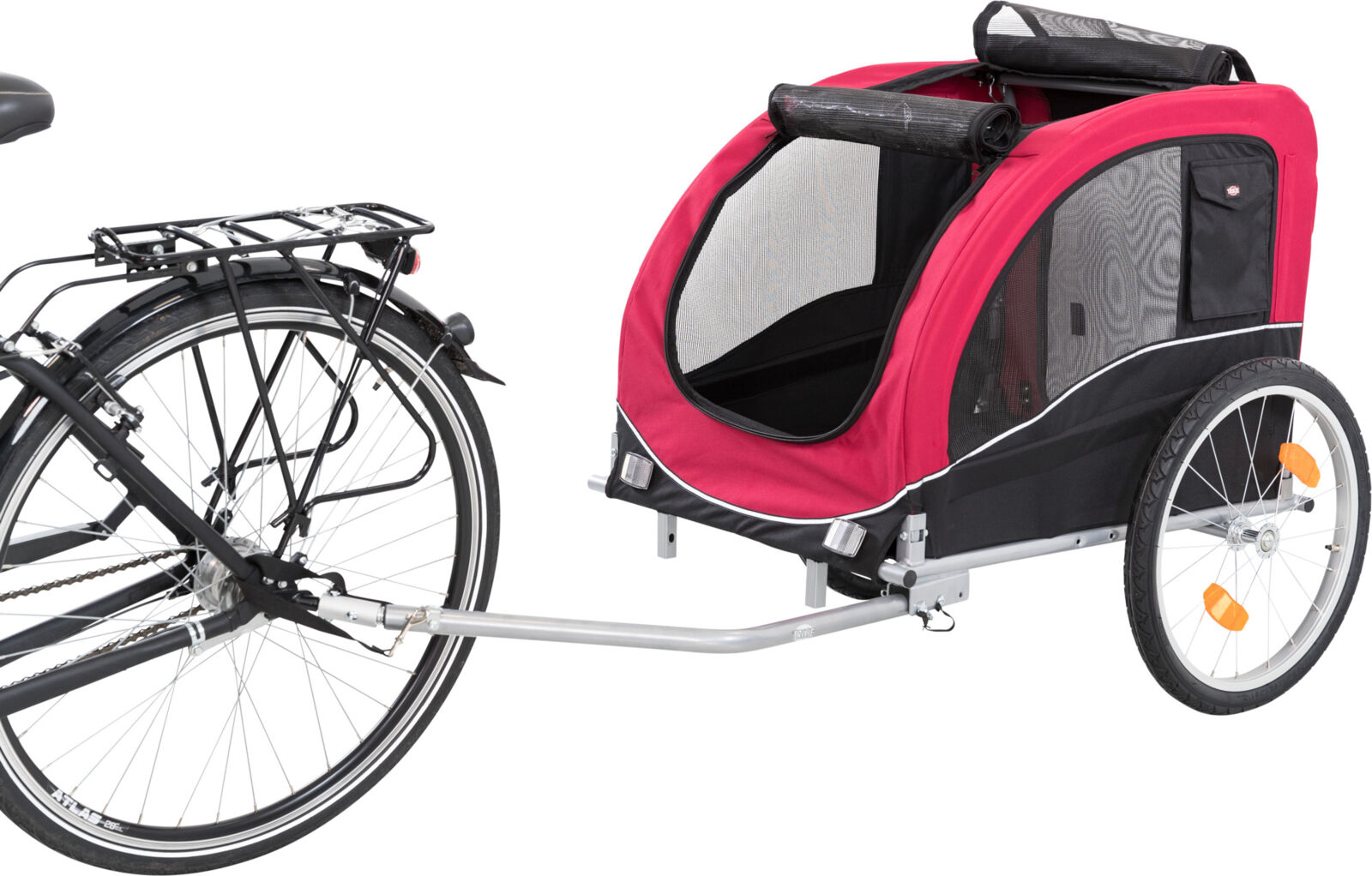 Fahrrad-Anhänger, schwarz/rot L: 75×86×80/145 cm Fahrrad-Anhänger, schwarz/rot L: 75×86×80/145 cm