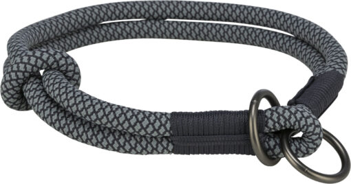 Soft Rope Zug-Stopp-Halsband, schwarz/grau M: 45cm/ø 10 mm