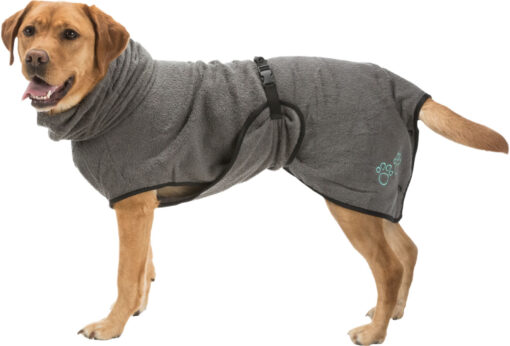 Bademantel für Hunde Frottee, XL: 70cm, grau
