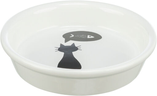 Keramiknapf, Katze, flach, weiss 0,25 l / ø13cm