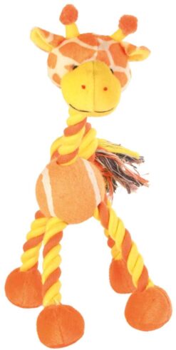 Animal avec corde & balle de tennis, en peluche, 28cm
