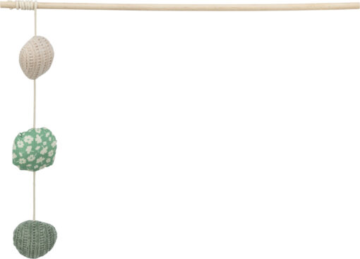 Spielangel mit 3 Bällen, Holz/Stoff, Katzenminze, 40cm