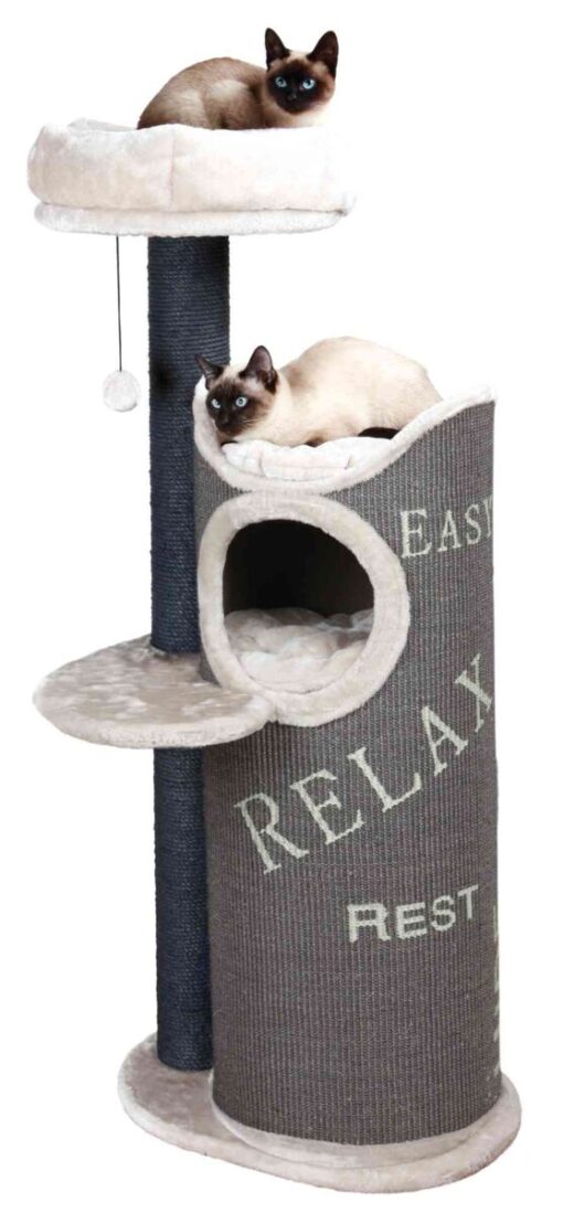 Arbre à chat Juana, 134cm, taupe/bleu