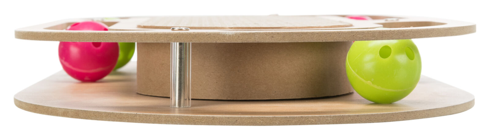 Kratzpappe mit Spielzeug, Katzenminze, Holz, 46×4×25cm Kratzpappe mit Spielzeug, Katzenminze, Holz, 46×4×25cm