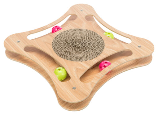 Kratzpappe mit Spielzeug, Holz, 35×4×35cm