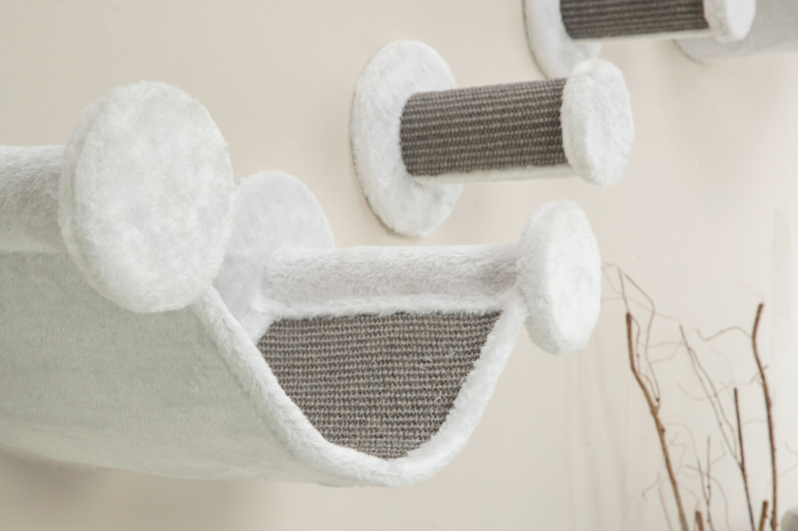 Wandset, Plüsch, 4 Teile, weiss/grau Wandset, Plüsch, 4 Teile, weiss/grau