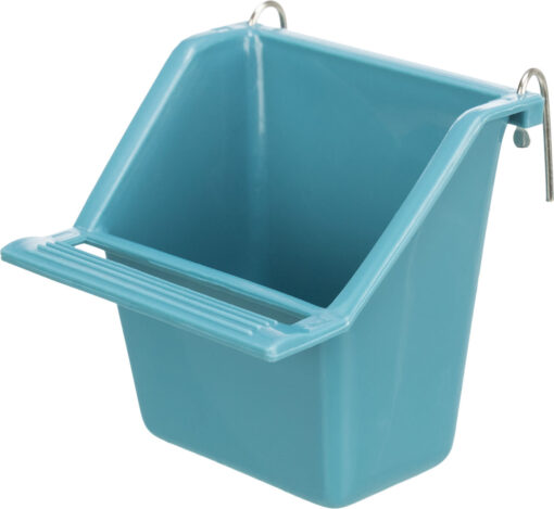 Mangeoire avec support métal, en plastique, 80ml/6×6cm nur per VE 12Stk.