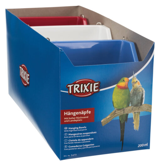 Mangeoire avec support métal, en plastique, 200ml/11×9cm nur per VE 12Stk.