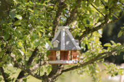 Alternative view of Mangeoire oiseaux suspendue natura,gris/blanc