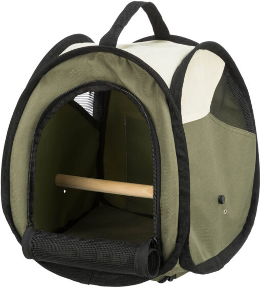 Sac de transport, oiseau/petit animal, beige/vert olive 27×32×27cm