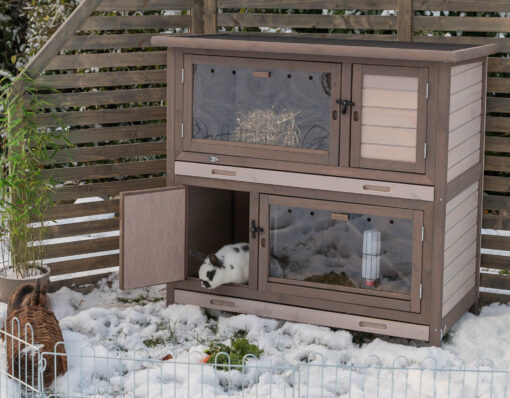 natura Kleintierstall mit Wärmedämmung, grau 116×113×65cm, 2 Kart.