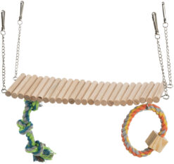 Alternative view of Hängebrücke mit Tau & Spielzeug, Hamster, Holz/Tau, 30×17