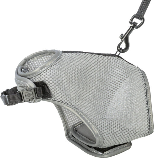 Harnais doux, chats, avec laisse, 24-42cm, 1,20 m, gris