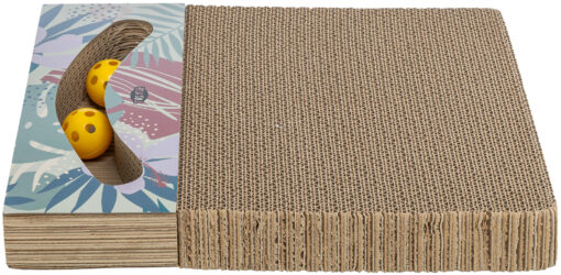 Griffoir carton avec balles, catnip, multicolore 38×5×30cm,