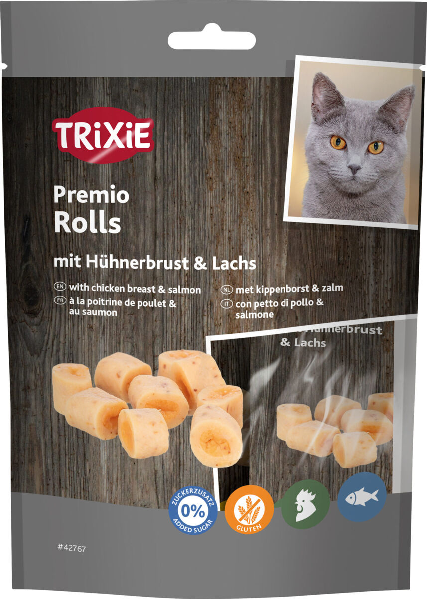 Premio Rolls au blanc de poulet et au saumon, 50 g Premio Rolls au blanc de poulet et au saumon, 50 g
