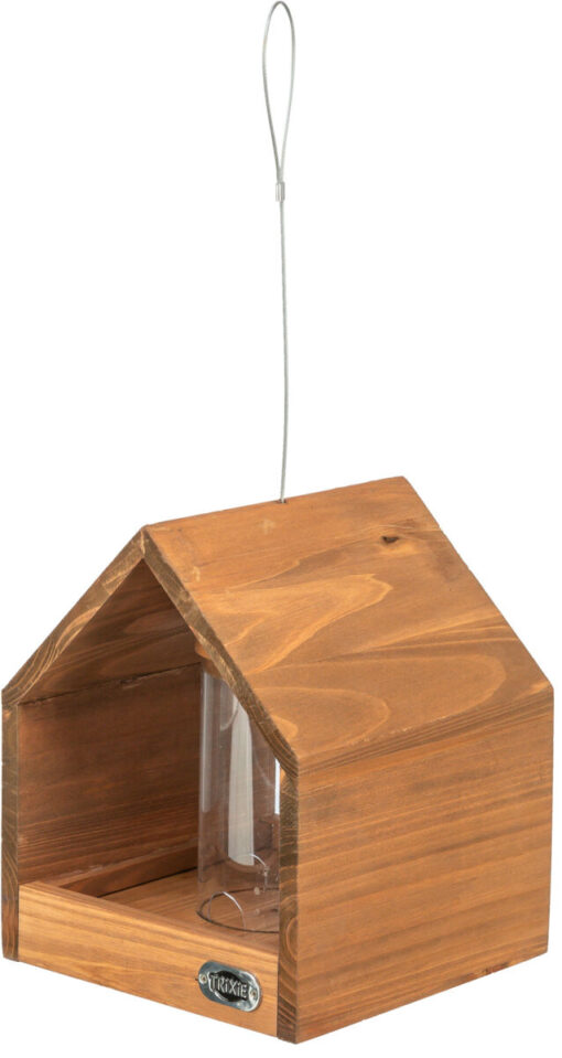 natura Futterhaus zum Aufhängen & Silo, Kiefernholz, braun 20×24×20cm