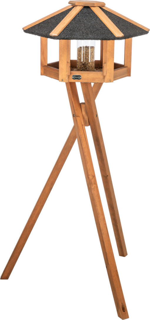 natura mangeoire avec support & silo, bois de pin, brun ø 56×32cm