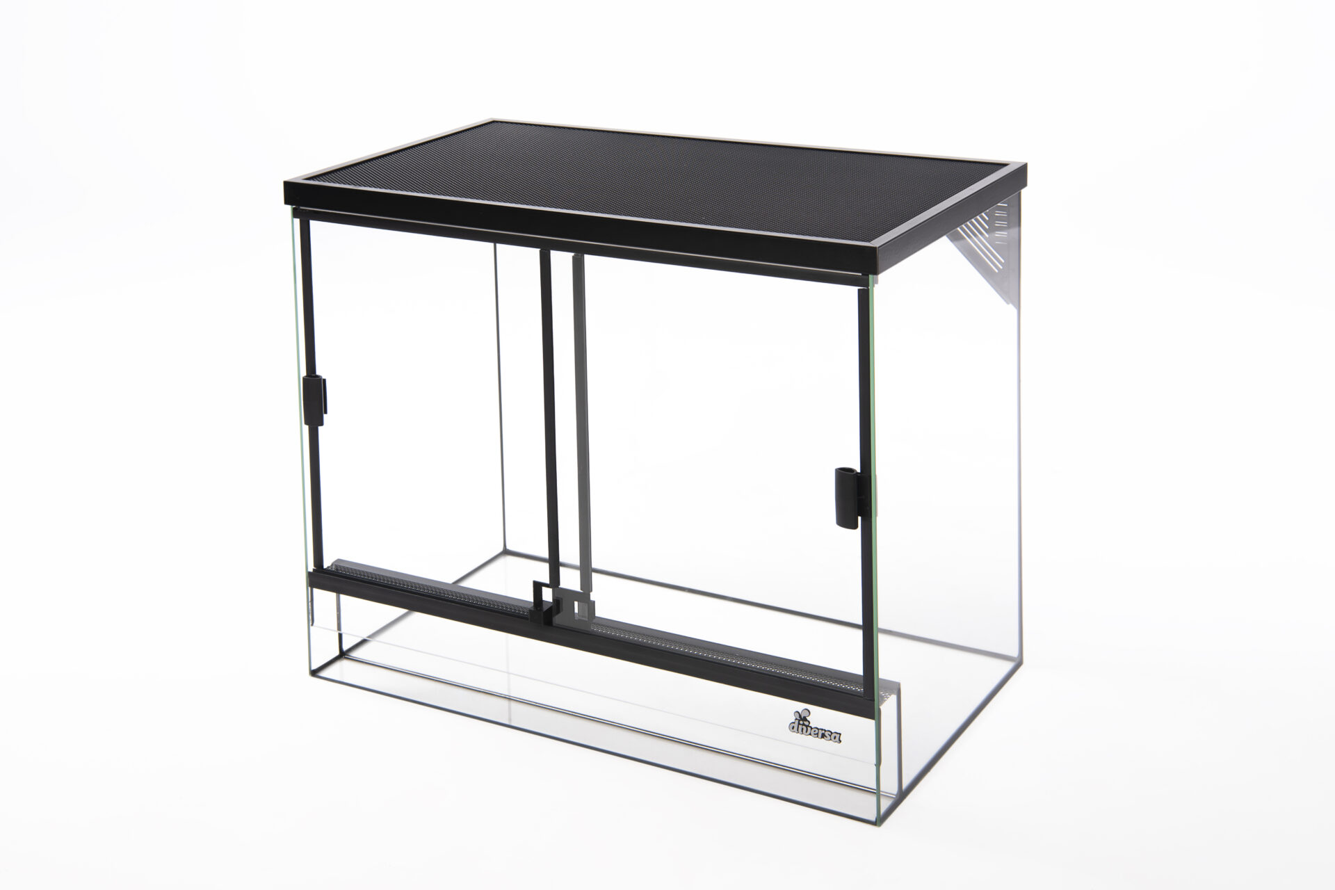 Terrarium mit Schiebetüren, Gitterdeckel schwarz 60x30x40cm/3mm Terrarium mit Schiebetüren, Gitterdeckel schwarz 60x30x40cm/3mm