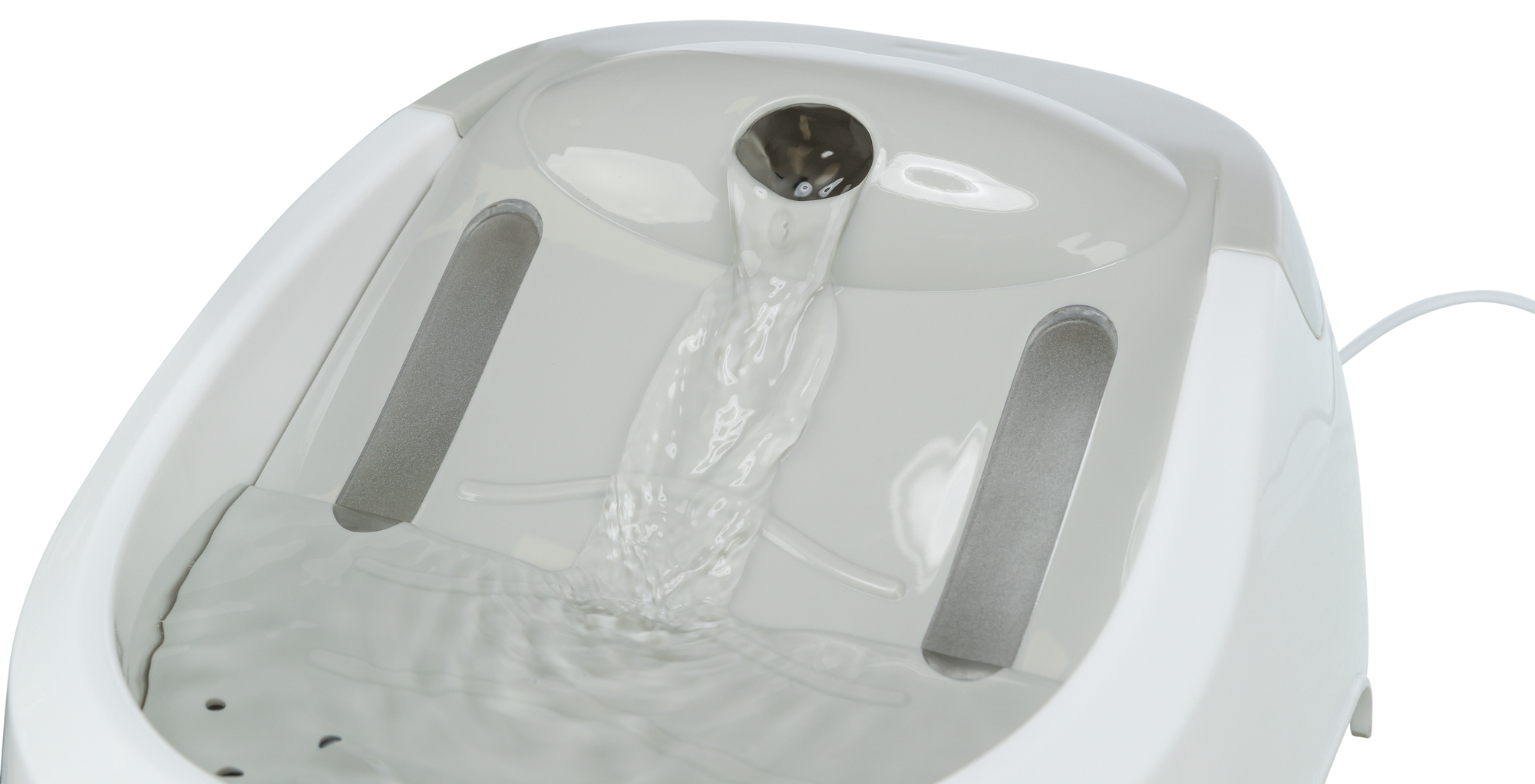 Trinkbrunnen Duo Stream, Kunststoff, weiss/grau 1 l/20×12×23cm Trinkbrunnen Duo Stream, Kunststoff, weiss/grau 1 l/20×12×23cm