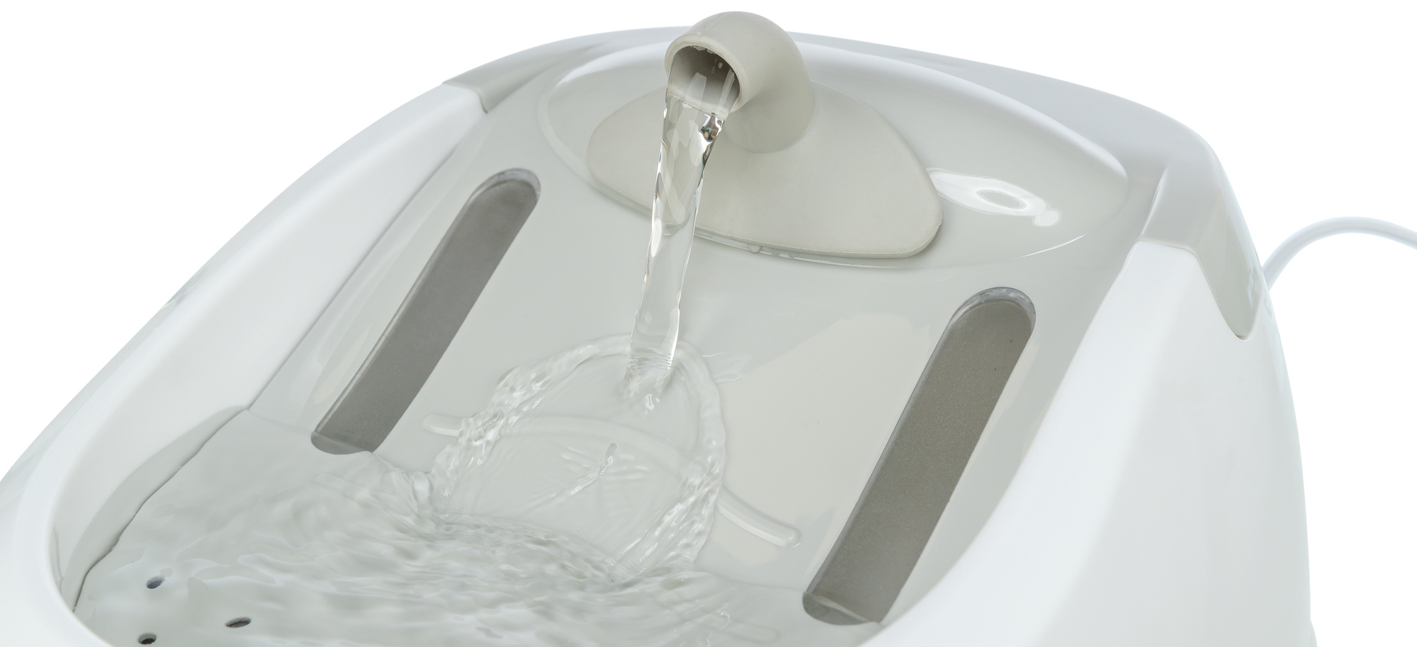 Trinkbrunnen Duo Stream, Kunststoff, weiss/grau 1 l/20×12×23cm Trinkbrunnen Duo Stream, Kunststoff, weiss/grau 1 l/20×12×23cm