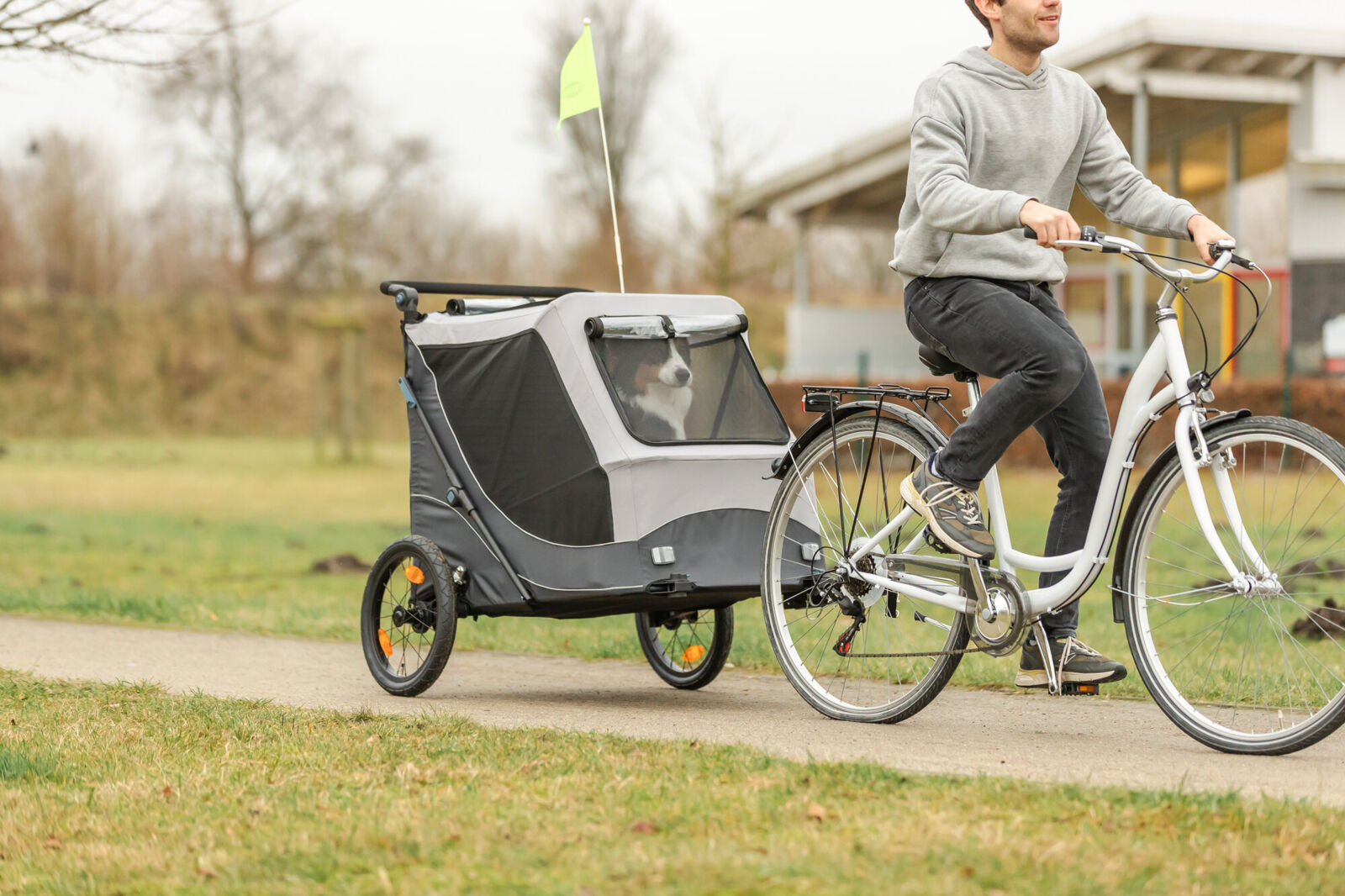 Fahrrad-Anhänger, Schnell-Falt-Funktion, XL: 87,5×97×93/150cm, grau Fahrrad-Anhänger, Schnell-Falt-Funktion, XL: 87,5×97×93/150cm, grau