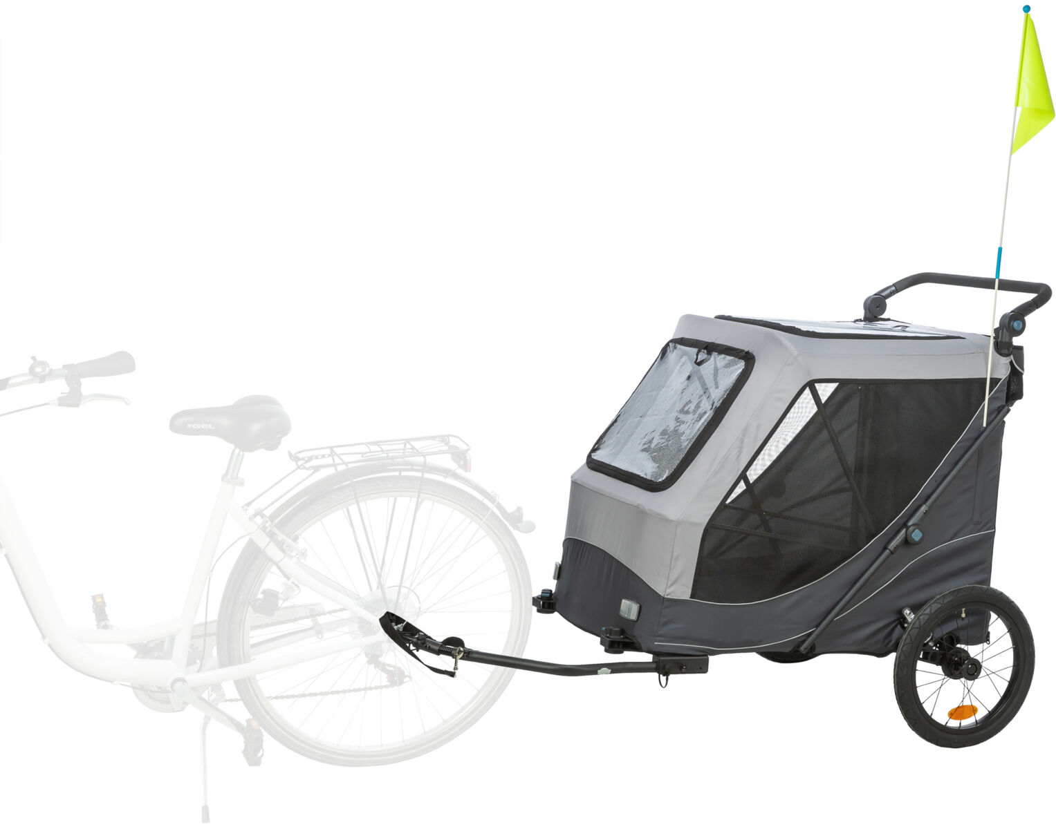 Fahrrad-Anhänger, Schnell-Falt-Funktion, XL: 87,5×97×93/150cm, grau Fahrrad-Anhänger, Schnell-Falt-Funktion, XL: 87,5×97×93/150cm, grau