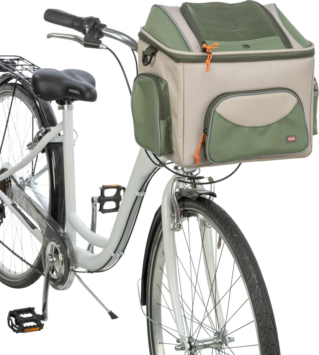 Fahrradkorb für Lenker, Polyester, 48×40×34cm, olivgrün/beig Fahrradkorb für Lenker, Polyester, 48×40×34cm, olivgrün/beig