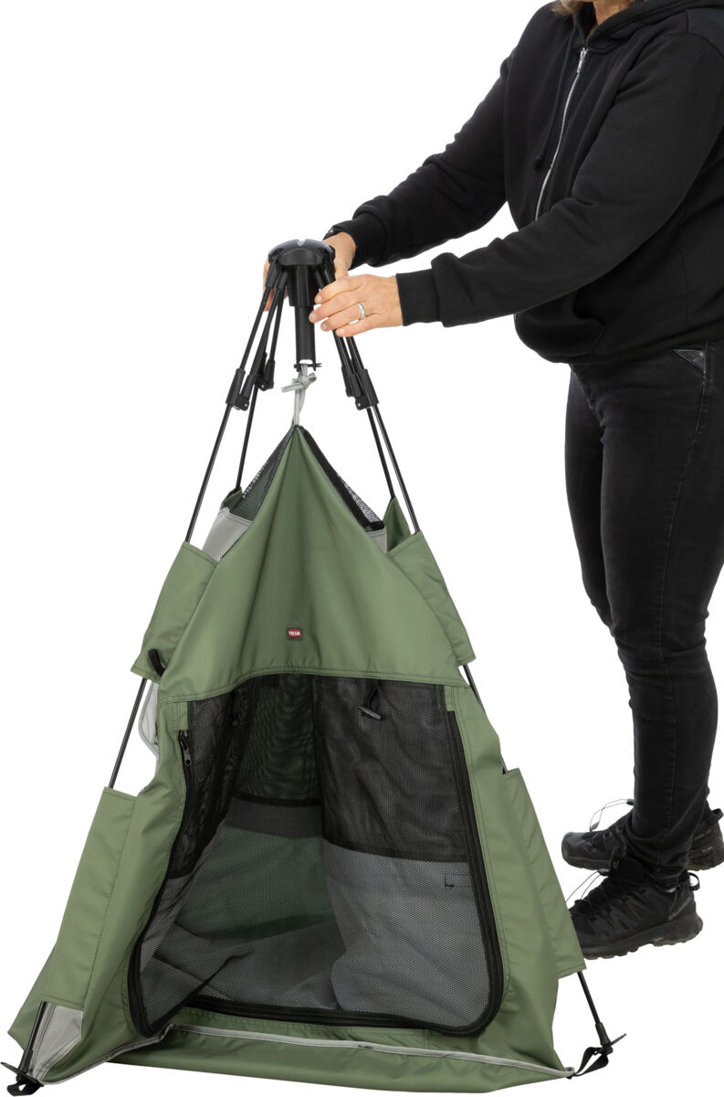 Pop-up tente pour chiens, 100×80×100cm, vert olive/beige Pop-up tente pour chiens, 100×80×100cm, vert olive/beige