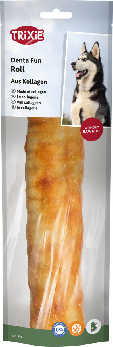 Denta Fun Roll aus Kollagen mit Huhn MHD 08/26 165g Denta Fun Roll aus Kollagen mit Huhn MHD 08/26 165g