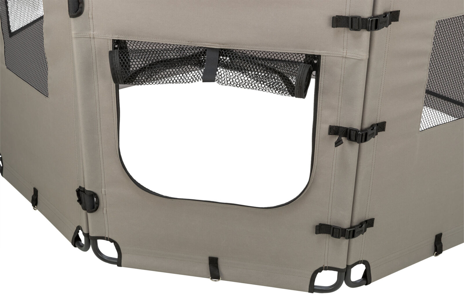 Campingzaun, 8 Elemente grau/schwarz 78×59cm pro Element Campingzaun, 8 Elemente grau/schwarz 78×59cm pro Element