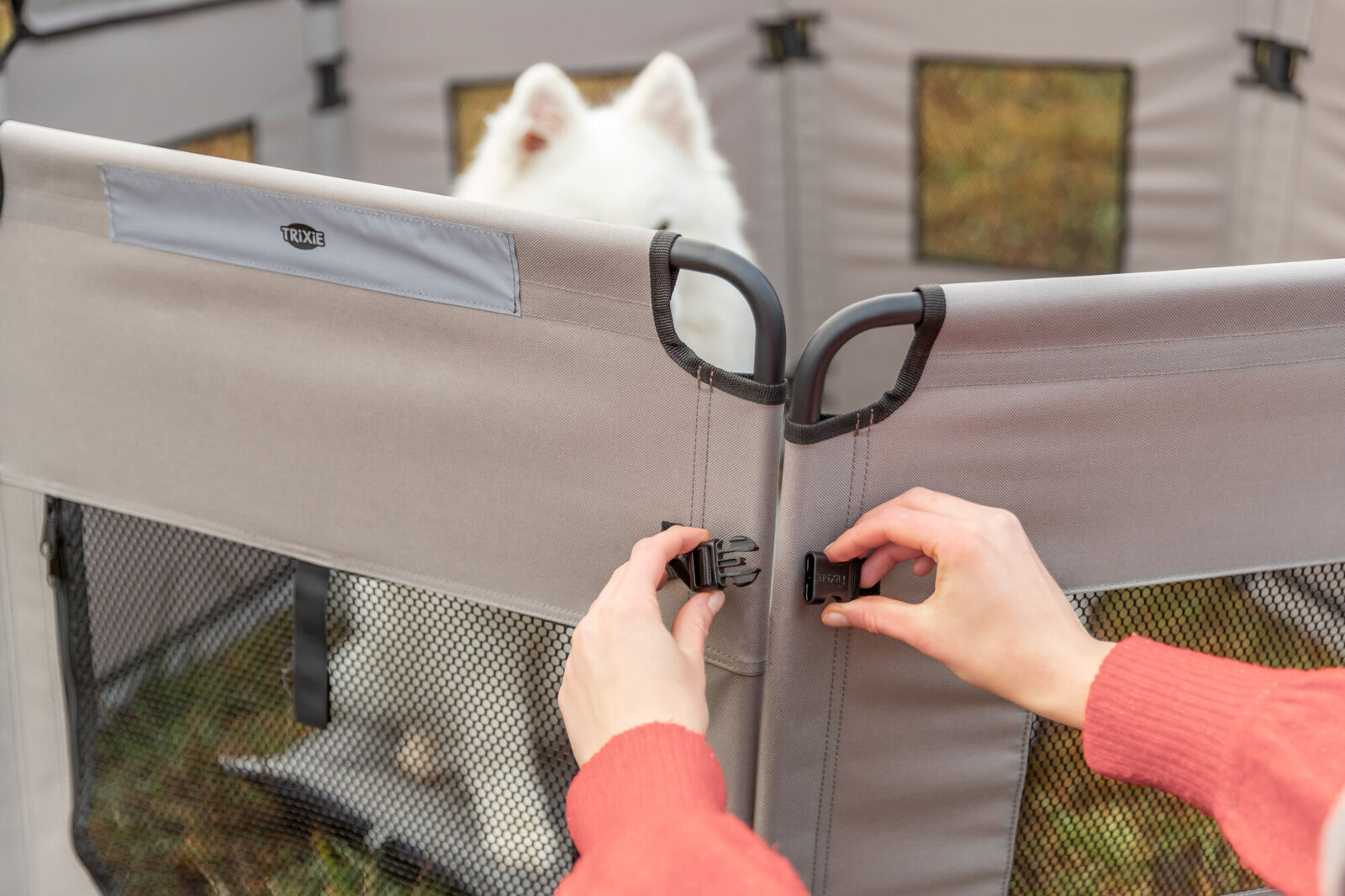 Campingzaun, 8 Elemente grau/schwarz 78×59cm pro Element Campingzaun, 8 Elemente grau/schwarz 78×59cm pro Element