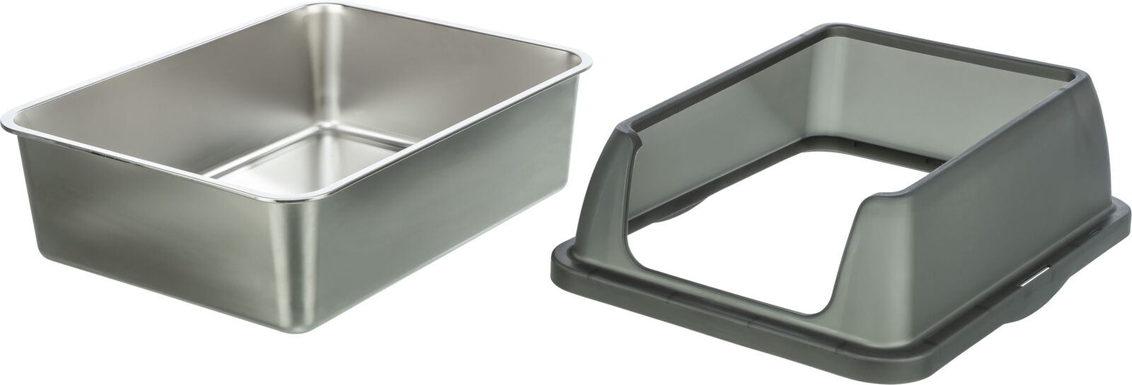 Bac à litière en acier inoxydable avec rebord, 40×29×52cm, g Bac à litière en acier inoxydable avec rebord, 40×29×52cm, g
