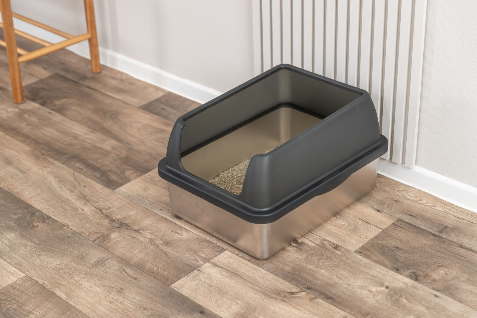 Bac à litière en acier inoxydable avec rebord, 40×29×52cm, g Bac à litière en acier inoxydable avec rebord, 40×29×52cm, g
