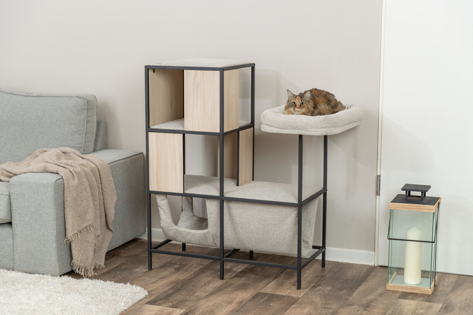 Arbre à chat CityStyle avec structure métallique, 100cm, crè Arbre à chat CityStyle avec structure métallique, 100cm, crè