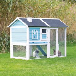 natura Kleintierstall, 2 Etagen, blau/weiss